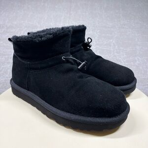 UGG CLASSIC MINI TOGGLER BLACK SUEDE SHEEPSKIN ANKLE WOMEN'S BOOTS SIZE 8